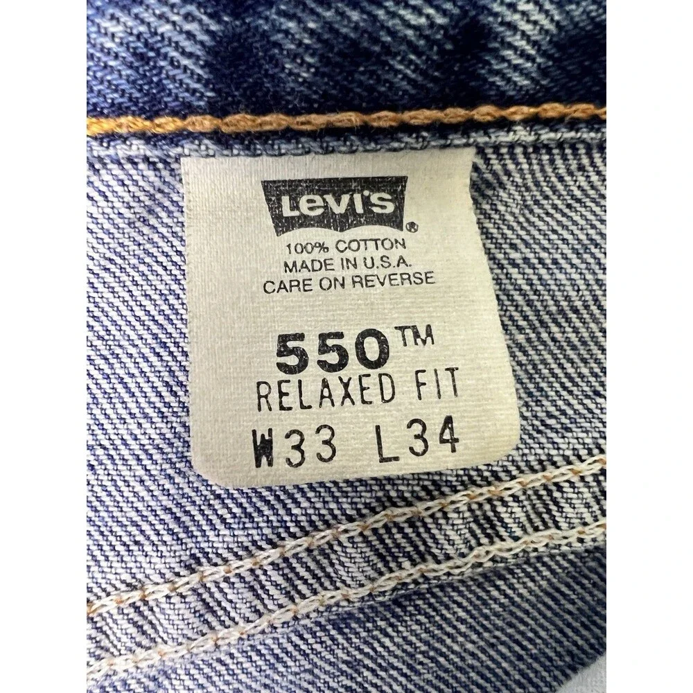 Vintage 2001 Levi’s 550 Denim Blue Jean USA Made 550-4886 Men’s 33x34